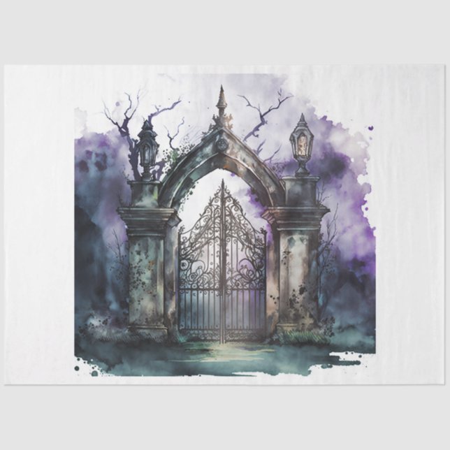 The Gothic Cemetery Gate Series Design 7 Tissue Paper (Front)