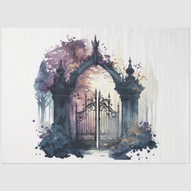 The Gothic Cemetery Gate Series Design 9 Tissue Paper (Front)