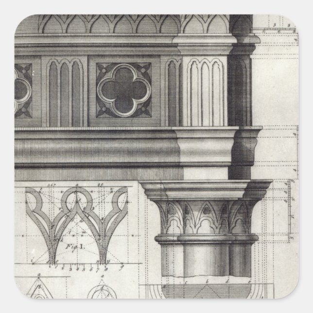 The Gothic Entablature and Capital Square Sticker (Front)