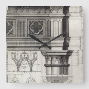 The Gothic Entablature and Capital Square Wall Clock