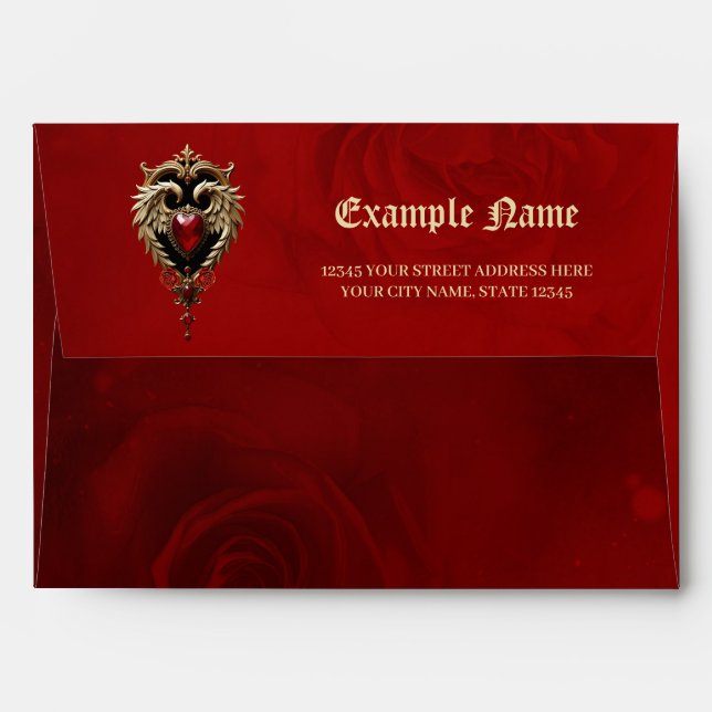 The gothic heart of fire and gold envelope (Back (Top Flap))