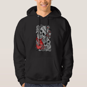 The Gothic Skulls Art Skeletons Love Rose Heart Hoodie