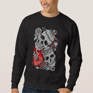 The Gothic Skulls Art Skeletons Love Rose Heart Sweatshirt