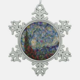 The Gourdy Night Starry Fine Art Spoof Snowflake Pewter Christmas Ornament
