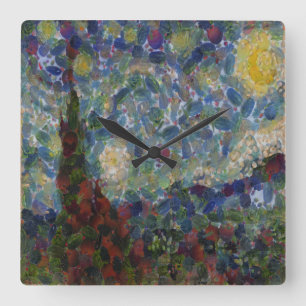 The Gourdy Night Starry Fine Art Spoof Square Wall Clock
