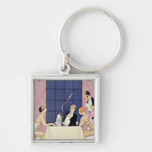 The Gourmands, 1920-30 (pochoir print) Key Ring