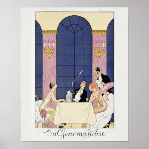 The Gourmands, 1920-30 (pochoir print) Poster