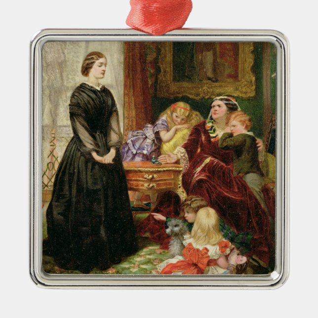 The Governess, 1860 (oil on canvas) Metal Tree Decoration (Front)