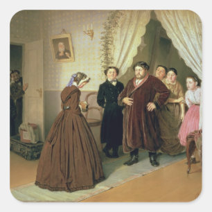The Governess Arriving at the Merchant's House Square Sticker