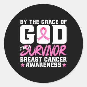 The Grace God I'm A Survivor Breast Cancer Awarene Classic Round Sticker