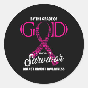 The Grace Of God I Am A Breast Cancer Survivor 2  Classic Round Sticker
