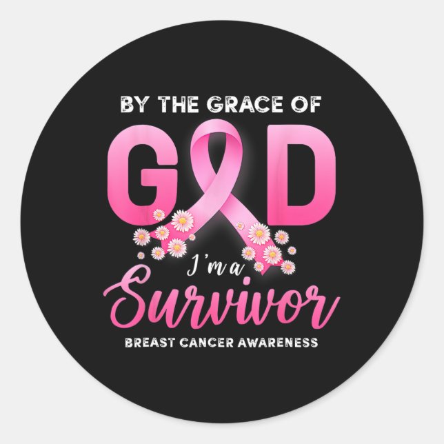 The Grace Of God I'm A Survivor Breast Cancer Surv Classic Round Sticker (Front)