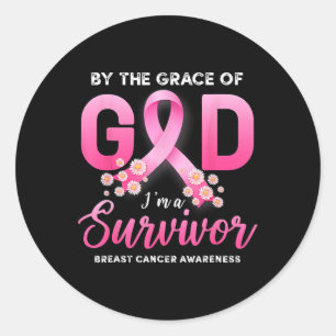 The Grace Of God I'm A Survivor Breast Cancer Surv Classic Round Sticker