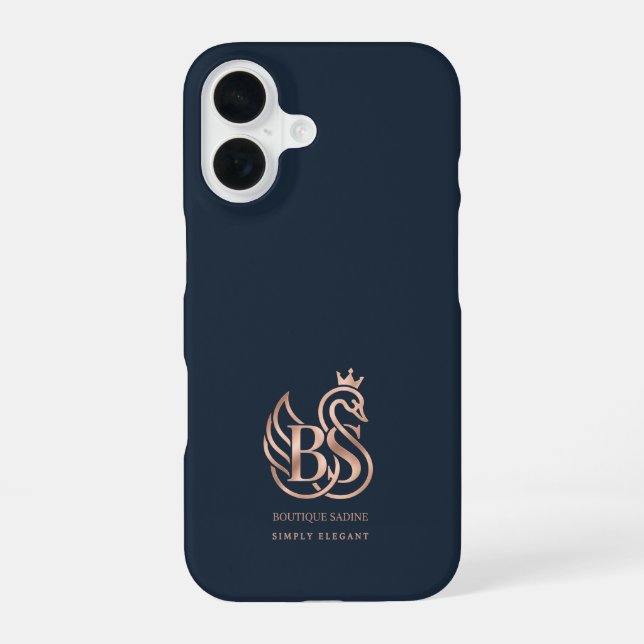 The Graceful Swan Minimalist Navy iPhone Case (Back)