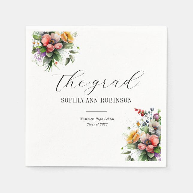 The Grad Elegant Spring Floral  Napkin (Front)