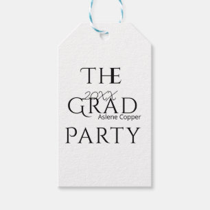The grad party name 20XX bold letter graduatsimple Gift Tags