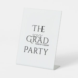 The grad party name 20XX bold letter graduatsimple Pedestal Sign