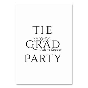 The grad party name 20XX bold letter graduatsimple Table Number