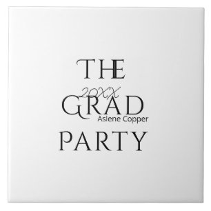 The grad party name 20XX bold letter graduatsimple Tile
