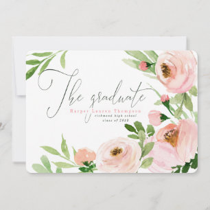 THE GRADUATE BLUSH WATERCOLOR FLORAL ANNOUNCEMENT