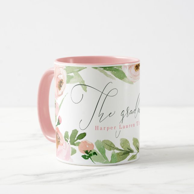 THE GRADUATE BLUSH WATERCOLOR FLORAL MUG (Front Left)