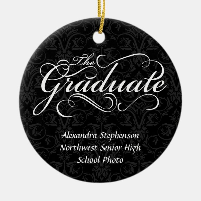The Graduate, Elegant Black Ceramic Tree Decoration (Front)