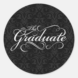 The Graduate, Elegant Black Classic Round Sticker