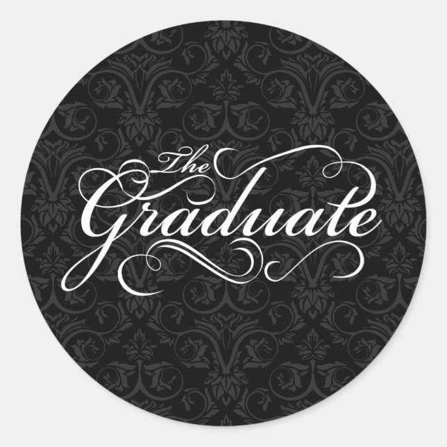 The Graduate, Elegant Black Classic Round Sticker (Front)