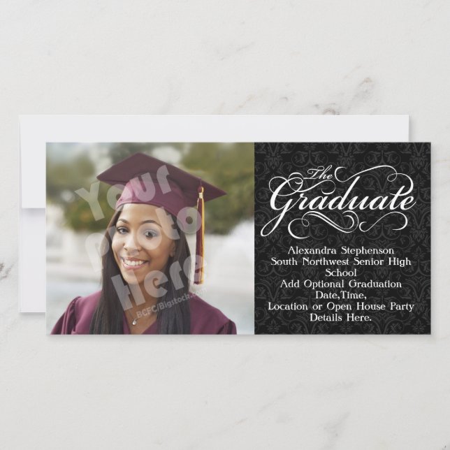 The Graduate, Elegant Black Graduation Announcement (Front)