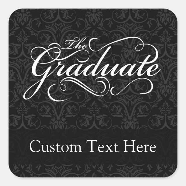 The Graduate, Elegant Black Square Sticker (Front)