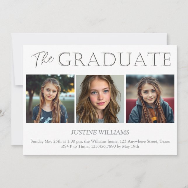 The Graduate in Silver Invitation (Front)