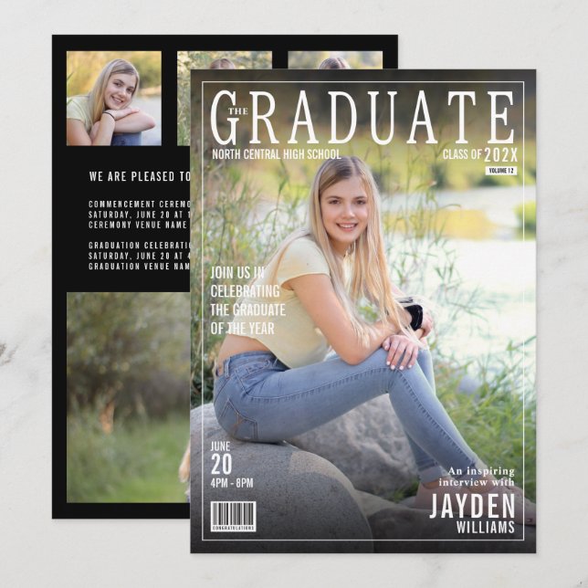 The Graduate Magazine Cover Trendy Chic Invitation (Front/Back)