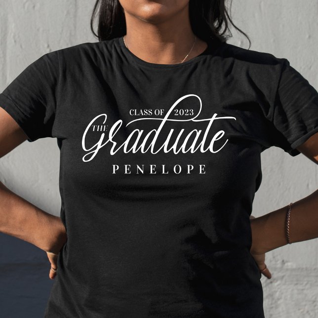 The Graduate Modern Script Class of 2022 Grad Name T-Shirt (Creator Uploaded)