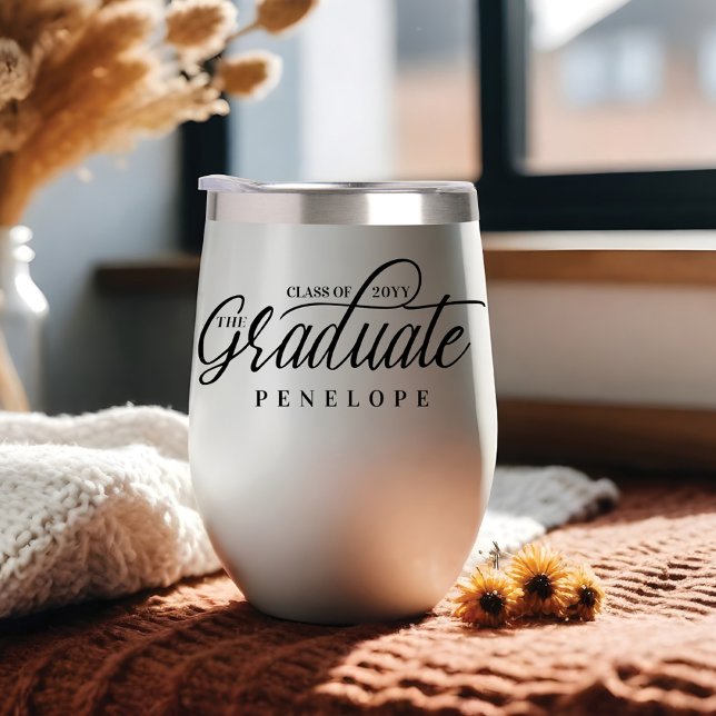 The Graduate Modern Script Class of 2024 Grad Name (The Graduate Modern Script Class of 2024 Grad Name Thermal Wine Tumbler)