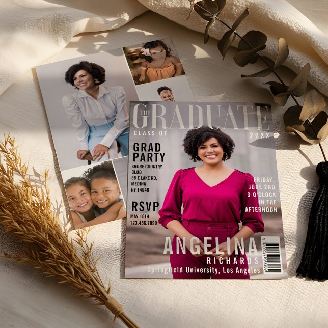 The Graduate Trendy Magazine Cover Grad Party Invitation (The Graduate Trendy Magazine Cover Grad Party Invitation)