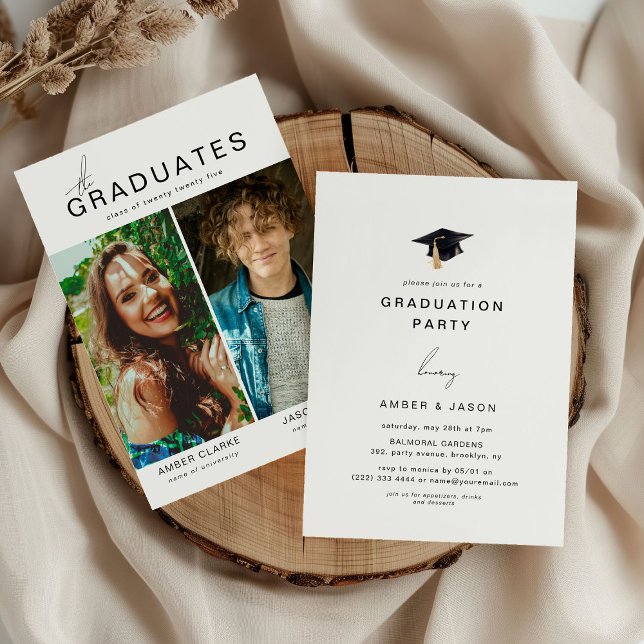 the GRADUATES', 2 Photo Joint Graduation Party Invitation (Creator Uploaded)