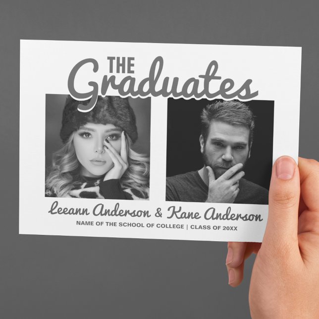 The graduates | 2 Sided Double Graduation Party Invitation (Creator Uploaded)