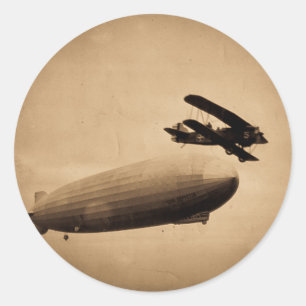 The Graf Zeppelin Approaching New York City 1928 Classic Round Sticker