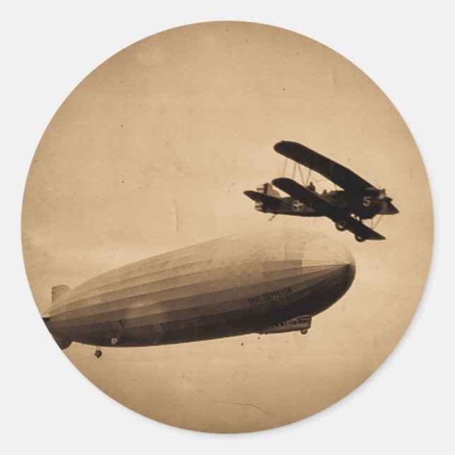 The Graf Zeppelin Approaching New York City 1928 Classic Round Sticker (Front)