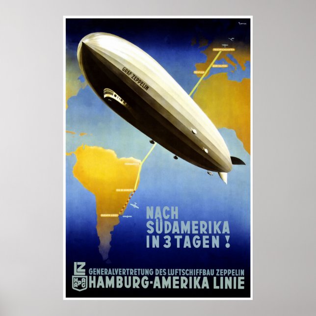 The Graf Zeppelin Line Vintage Travel Poster (Front)