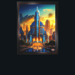 The Grand Art Deco Blue Plaza Pavilion by Xzendor7 Canvas Print<br><div class="desc">The Grand Art Deco Blue Plaza Pavilion AI Concept Art by Xzendor7; illuminated by the golden glow of the setting sun, accented by the glorious architectural skyline of glass and steel.</div>