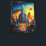 The Grand Art Deco Blue Plaza Pavilion by Xzendor7 Canvas Print<br><div class="desc">The Grand Art Deco Blue Plaza Pavilion AI Concept Art by Xzendor7; illuminated by the golden glow of the setting sun,  accented by the glorious architectural skyline of glass and steel.</div>