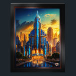 The Grand Art Deco Blue Plaza Pavilion by Xzendor7 Photo Print<br><div class="desc">The Grand Art Deco Blue Plaza Pavilion AI Concept Art by Xzendor7; illuminated by the golden glow of the setting sun,  accented by the glorious architectural skyline of glass and steel.</div>