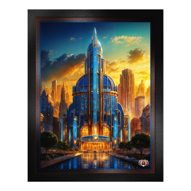 The Grand Art Deco Blue Plaza Pavilion by Xzendor7 Photo Print (Front)