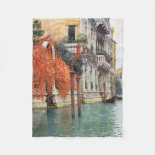 The Grand Canal in Venice (by Vincenzo Caprile) Fleece Blanket