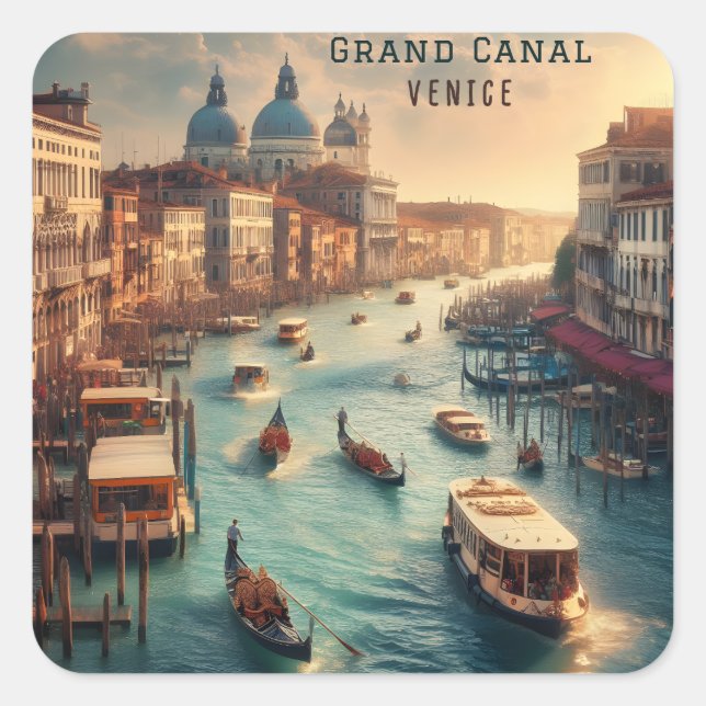 The Grand Canal in Venice Italy Travel Square Sticker (Front)