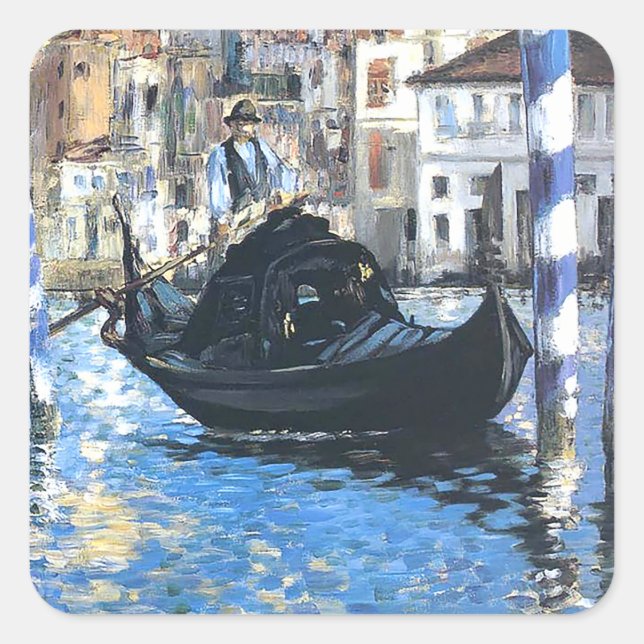 The grand canal of Venice  Edouard Manet    Square Sticker (Front)