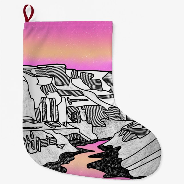 The Grand Canyon Geometric Landscape Large Christmas Stocking (Front)