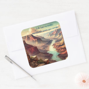 The Grand Canyon & Quote	 Square Sticker