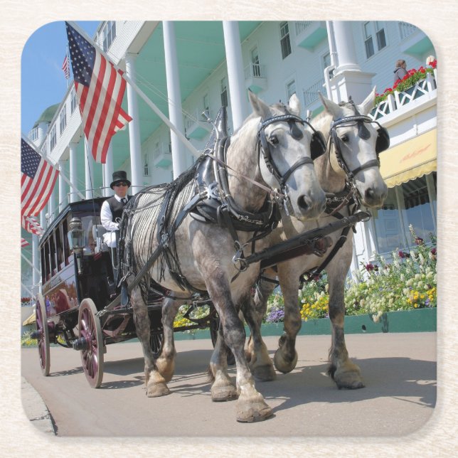 The Grand Hotel - Mackinac Island, Michigan Square Paper Coaster (Front)